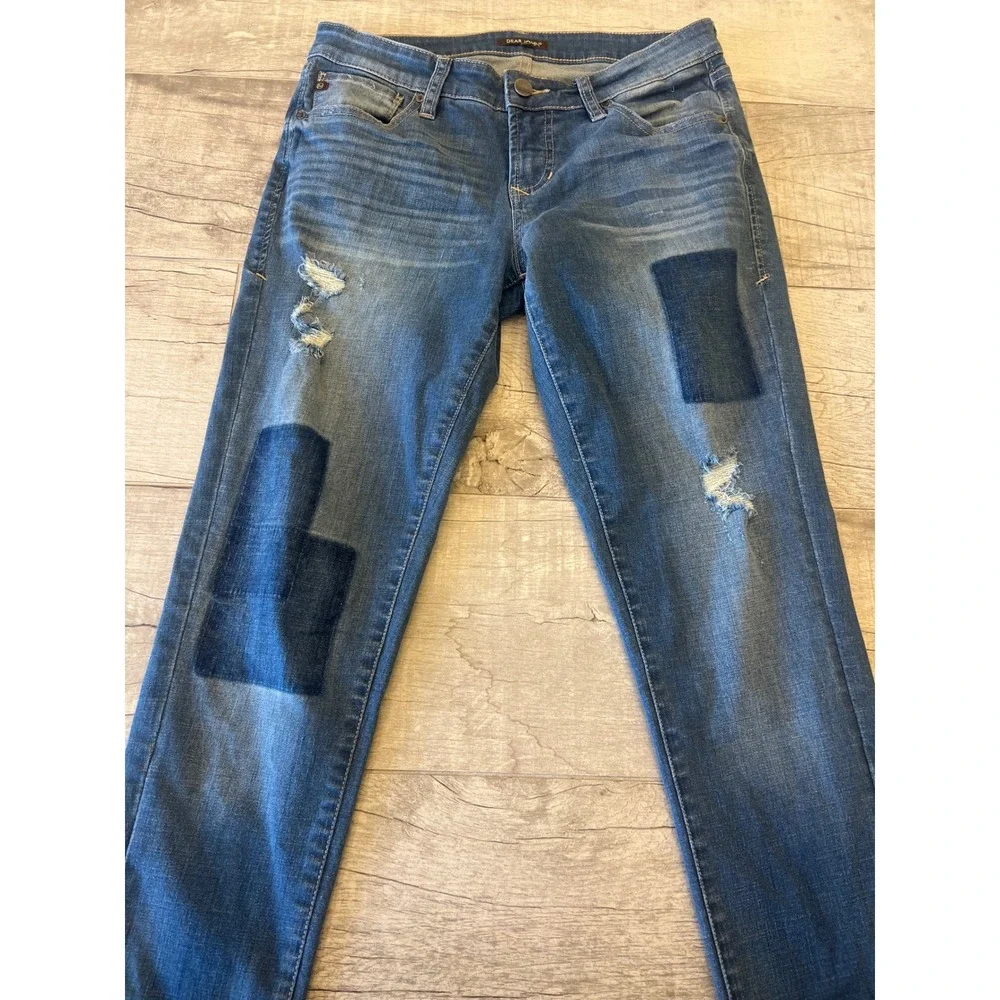 Dear John Joyrich Comfort Skinny‎ Jeans Blue Distressed Patch Denim Womens - Picture 3 of 12